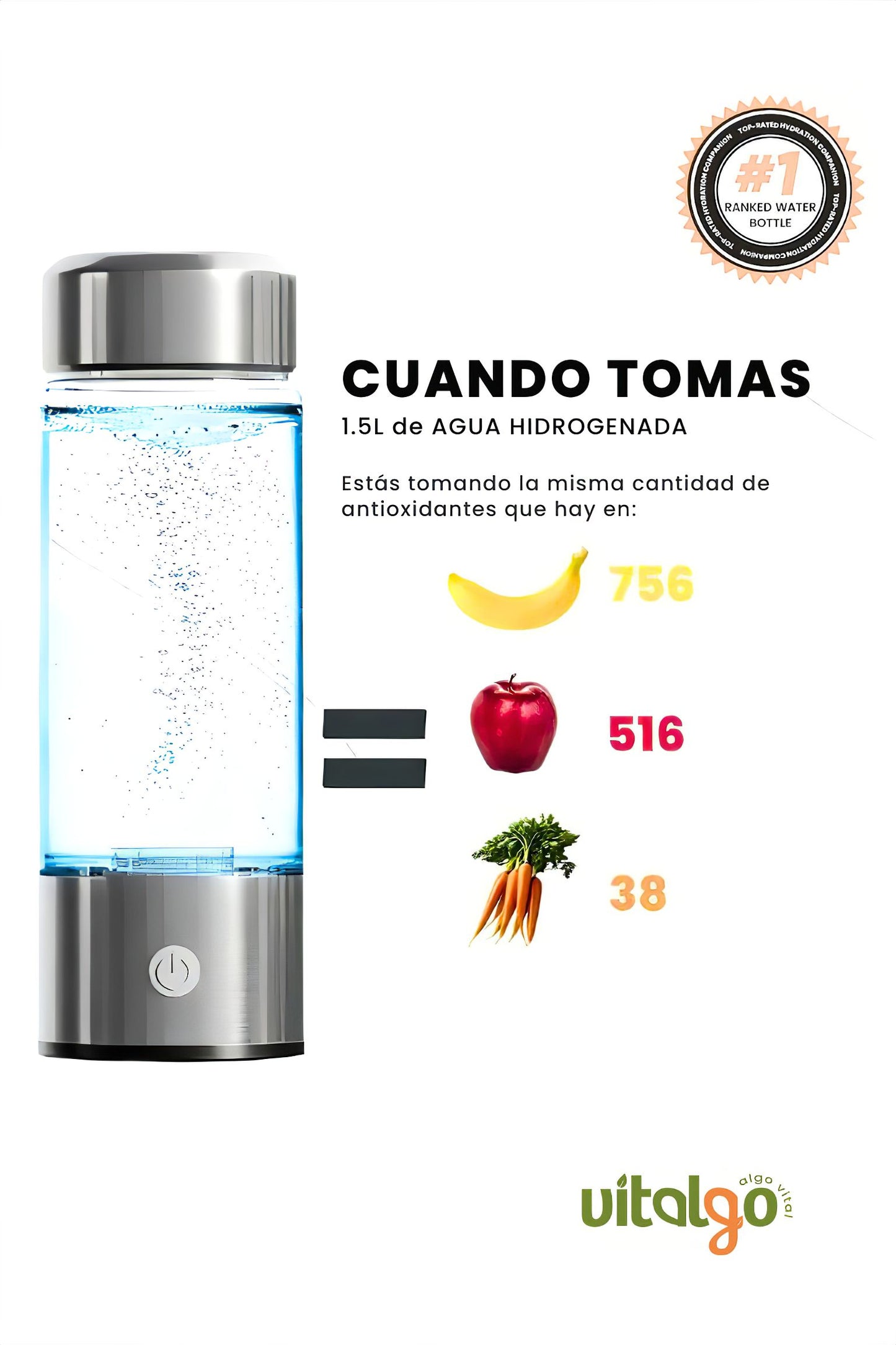 Botella para Agua Hidrogenada - Mejora tu Salud con Hidrógeno